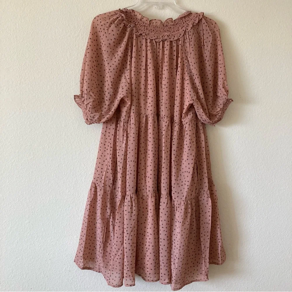 Merci Printed Front Tie Tier Dress | New Without Tags - Picture 9 of 10